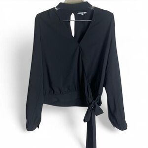 Naked Zebra Black Tie-Waist Blouse